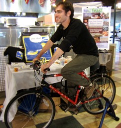 Jordan BarAm on a bike-powered blender