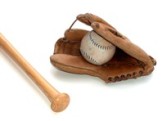 Baseball bat and glove
