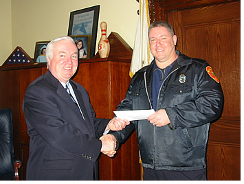 Fire Captain John Freeman and Mayor Michael McGlynn