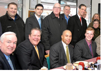 Mayor Michael McGlynn, City Councilor Paul Camuso, Middlesex County Sheriff Jim DiPaola, Governor Deval Patrick, and others with state rep candidate Sean Garballey