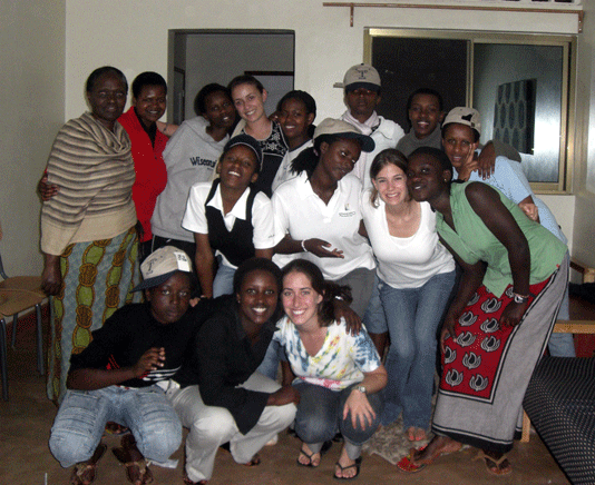 Tufts students with their Rwandan host families