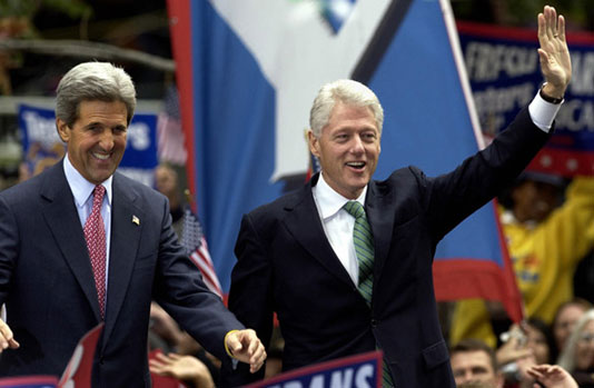 Senator John Kerry and Bill Clinton