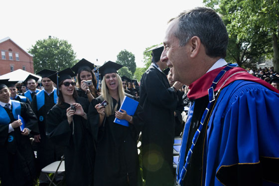 Tufts President Larry Bacow and graduates