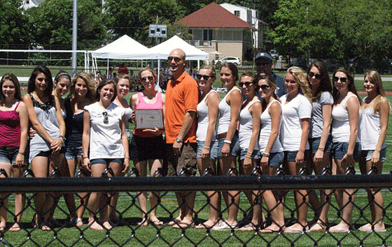 Mustang girls lacrosse team Coach Galusi and the Lady Mustangs were