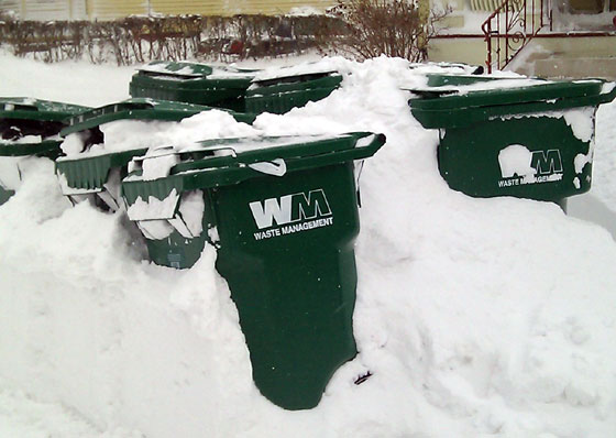 Barrels in snow