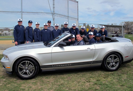 Mustang baseball team with Mustang