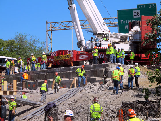 Work on Route 93 North over Riverside Avenue