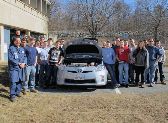 Medford students and Prius