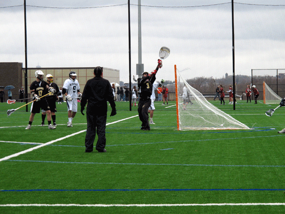 boys lacrosse goal vs Bishop Fenwick