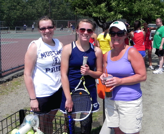 girls tennis players and coach