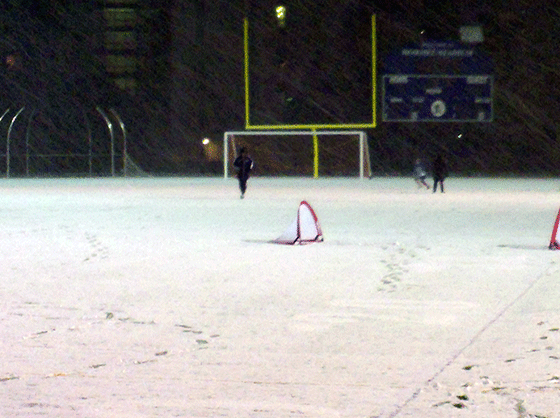 soccer in the snow